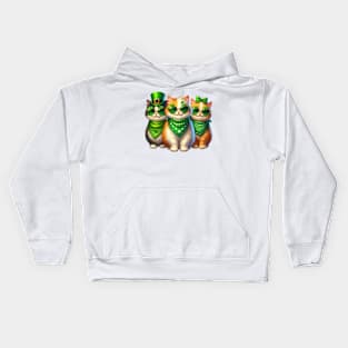 St Patricks Day Trio of Cats Kids Hoodie